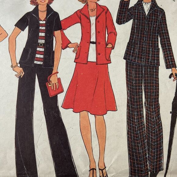 Simplicity 7302 Pattern Jacket Pant Skirt Miss 16 Vintage Flare Boho Vacation - Picture 1 of 7